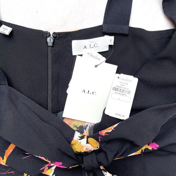 A.L.C. Floral Silk Ruffle Asymmetric Dress - Picture 4 of 11